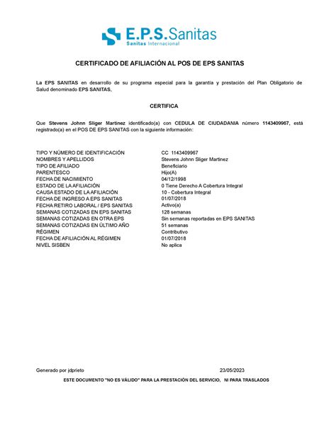 certificado eps sanitas en linea|Descarga tu certificado de afiliación EPS Sanitas